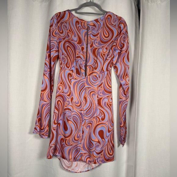 Song of Style from Revolve Coraline Mini Dress Aven Multi Orange Purple Swirl S - Picture 3 of 9